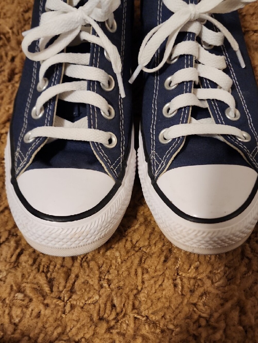 Converse Women's Navy Blue Denim Canvas Low-Top Sneakers with White Laces - Picture 2 of 8